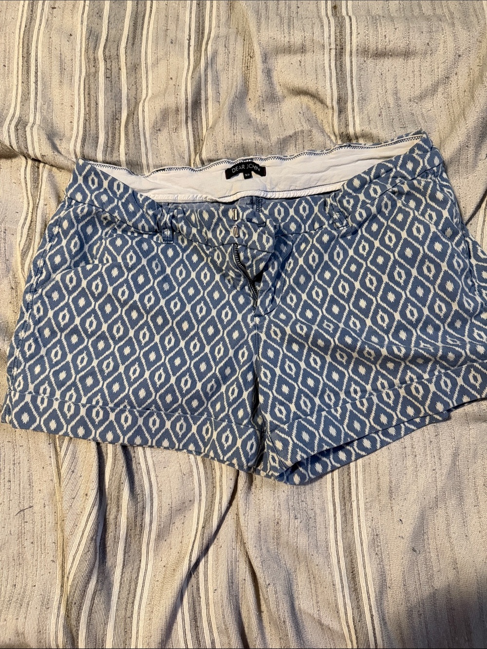 Dear John Blue and White Ikat Print Shorts